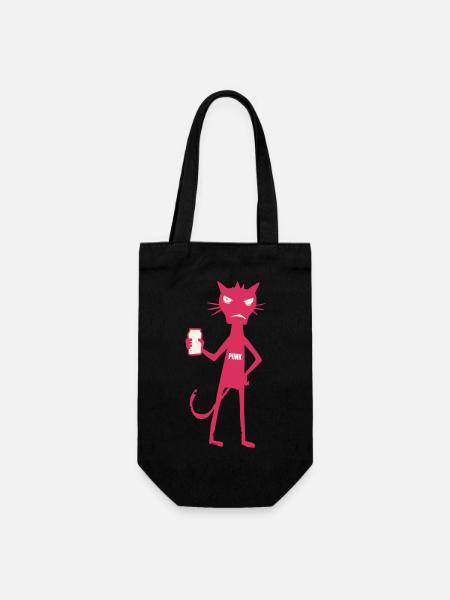 Little Monsters: Punk Cat Neon Attitude - Gift Bag for Bottles - black