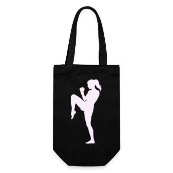 Woman Martial Arts Dynamic Kick - Gift Bag for Bottles - black - Front