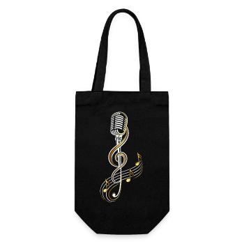 Microphone vintage avec clé de sol – Musique - Sac à bouteille - noir - Devant
