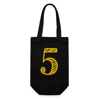 5 JAHRE. 5-jähriges JUBILÄUM. GEBURTSTAG 5 JAHRE. FÜNF - Geschenkbeutel für Flaschen - Schwarz - Vorne