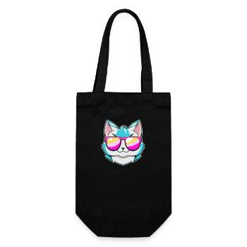 Coole Katze mit Sonnenbrille - Geschenkbeutel für Flaschen - Schwarz - Vorne