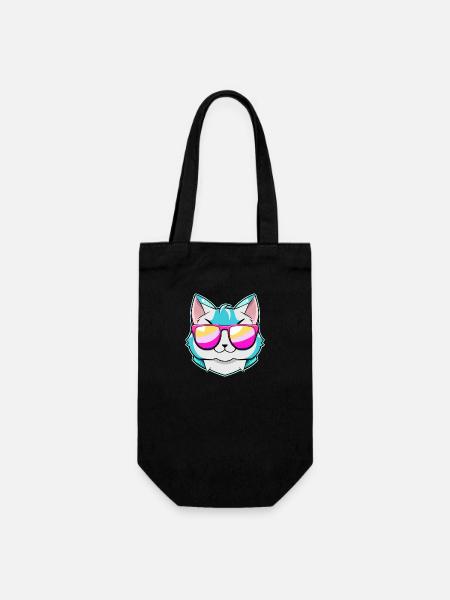 Chat cool avec des lunettes de soleil - Sac à bouteille - noir