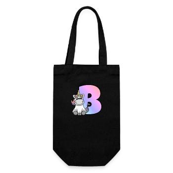 Einhorn Buchstabe B - Geschenkbeutel für Flaschen - Schwarz - Vorne
