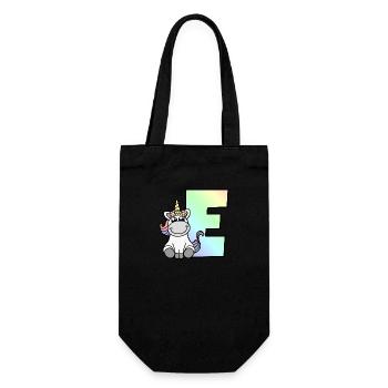 Einhorn Buchstabe E - Geschenkbeutel für Flaschen - Schwarz - Vorne