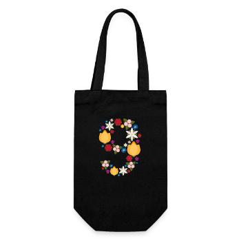 Flowers 9 - Geschenkbeutel für Flaschen - Schwarz - Vorne