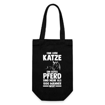 Katzen Katzenmama Pferdemama Mama Pferde - Geschenkbeutel für Flaschen - Schwarz - Vorne