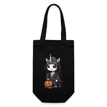 Kawaii Halloween Einhorn Sensenmann Design - Geschenkbeutel für Flaschen - Schwarz - Vorne