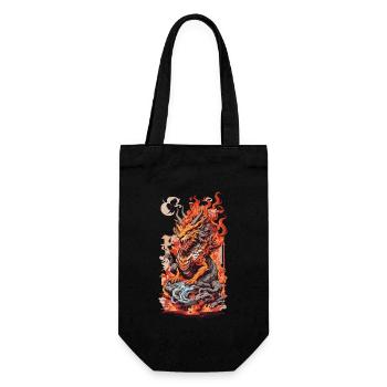 Asiatischer Drache Ukiyo-E Kunststil Ästethik - Geschenkbeutel für Flaschen - Schwarz - Vorne