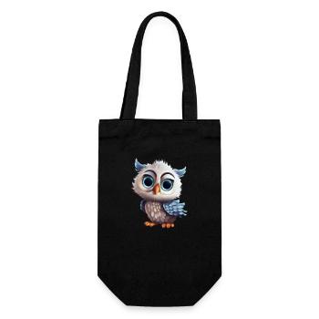 Hibou mignon avec de grands yeux pour les bébés et les enfants - Sac à bouteille - noir - Devant