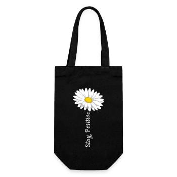 Stay Positive Courage Self-Confidence Marguerite Life - Gift Bag for Bottles - black - Front