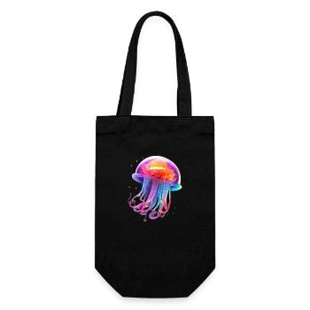 LGBTQIA+ Regenbogen Qualle - Geschenkbeutel für Flaschen - Schwarz - Vorne
