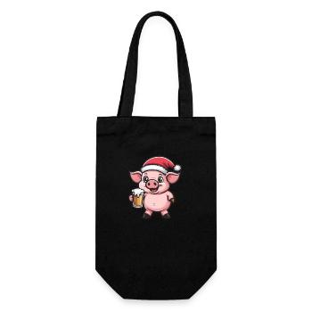 Pig Christmas Beer Funny - Gift Bag for Bottles - black - Front
