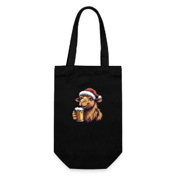 Kamel Weihnachten Bier Lustig - Geschenkbeutel für Flaschen - Schwarz - Vorne