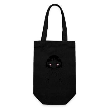 Lächelndes Mädchen Minimalistisches Design - Geschenkbeutel für Flaschen - Schwarz - Vorne