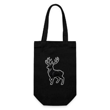 Schwarzer Hirsch Geweih Patchmotiv - Geschenkbeutel für Flaschen - Schwarz - Vorne