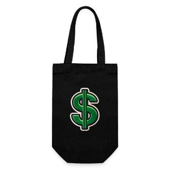 Grüner Dollar-Patch Stickerei - Geschenkbeutel für Flaschen - Schwarz - Vorne
