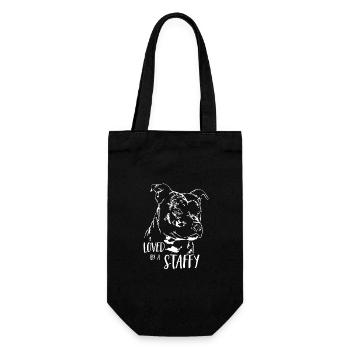 STAFFORDSHIRE BULLTERRIER loved by Staffy Wilsigns - Gift Bag for Bottles - black - Front