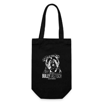 BULLYTASTISCH Old English Bulldog Hundespruch OEB - Geschenkbeutel für Flaschen - Schwarz - Vorne
