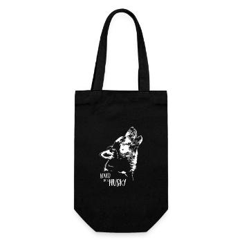 Loved by a Husky Hundespruch Wilsigns - Geschenkbeutel für Flaschen - Schwarz - Vorne