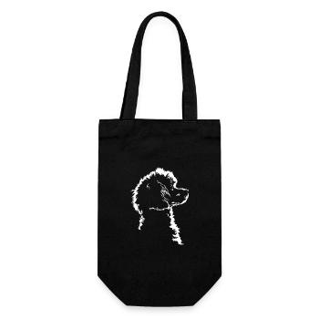 Pudel Hunde Hund Silhouette Zwergpudel Wilsigns - Geschenkbeutel für Flaschen - Schwarz - Vorne
