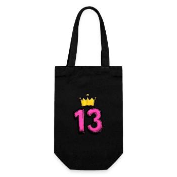 13 Zahl Trikot Krone - Geschenkbeutel für Flaschen - Schwarz - Vorne