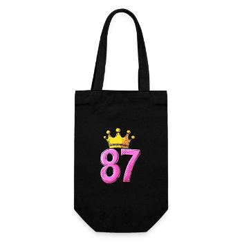 87 Zahl Trikot Krone - Geschenkbeutel für Flaschen - Schwarz - Vorne