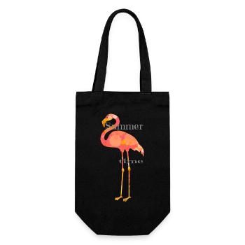 Flamingo Design mit Schrift - Geschenkbeutel für Flaschen - Schwarz - Vorne