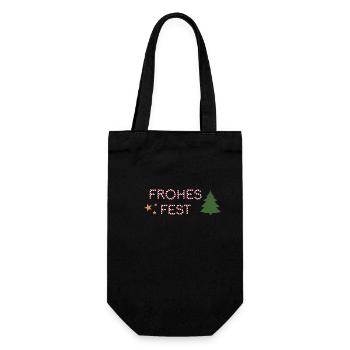 Frohes Fest Zuckerstangen Schrift - Geschenkbeutel für Flaschen - Schwarz - Vorne