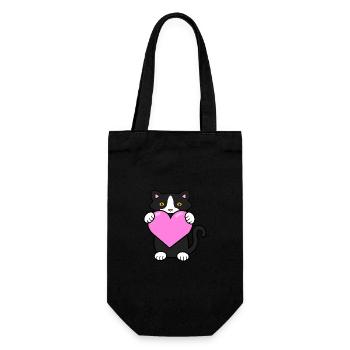 Ich liebe Katzen - Geschenkbeutel für Flaschen - Schwarz - Vorne