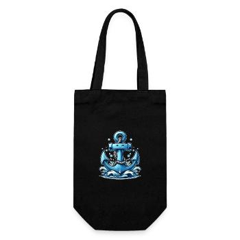 Large Blue Anchor with Face Seafarer Motif - Gift Bag for Bottles - black - Front