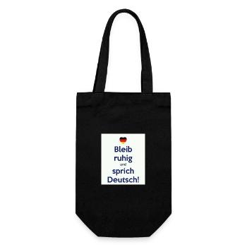 Bleib ruhig und sprich Deutsch! - Geschenkbeutel für Flaschen - Schwarz - Vorne