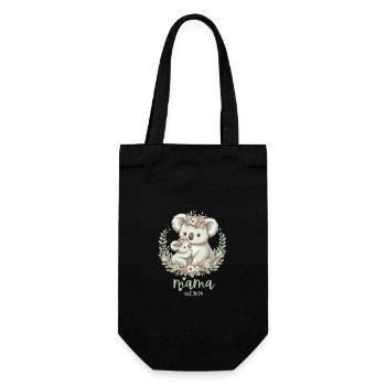 Mama Est. 2024 Koala Cuddle Floral Wreath New Mom - Geschenkbeutel für Flaschen - Schwarz - Vorne