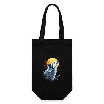 Wolf & Moon - Mystical Art - Gift Bag for Bottles - black - Front