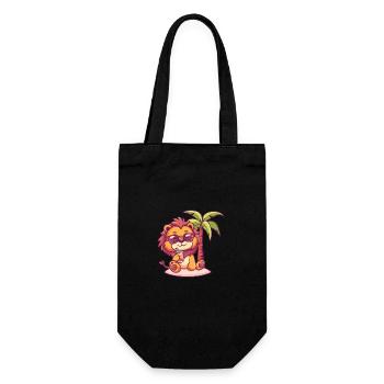 Lion, Island, Summer, Palm - Gift Bag for Bottles - black - Front