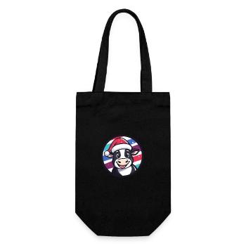 Kuh Weihnachten Christmas - Geschenkbeutel für Flaschen - Schwarz - Vorne