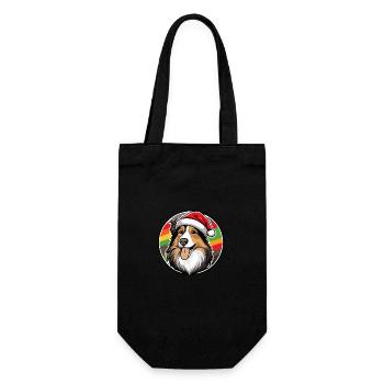 Border Collie Chien Noël Noël - Sac à bouteille - noir - Devant