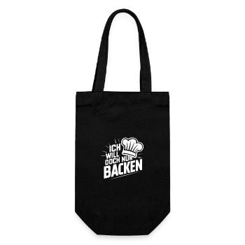 Ich will doch nur backen lustiger Bäckerspruch - Geschenkbeutel für Flaschen - Schwarz - Vorne