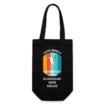 Badminton Federball Badmintonspieler Schokolade - Geschenkbeutel für Flaschen - Schwarz - Vorne