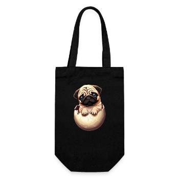 Chiot carlin dans un œuf - Cute Dog Design - Sac à bouteille - noir - Devant