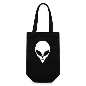 Alien Silhouette Head Face - Gift Bag for Bottles - black - Front