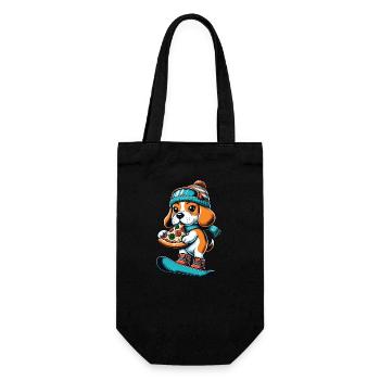 Beagle Snowboarder: Pizza Descent - Gift Bag for Bottles - black - Front