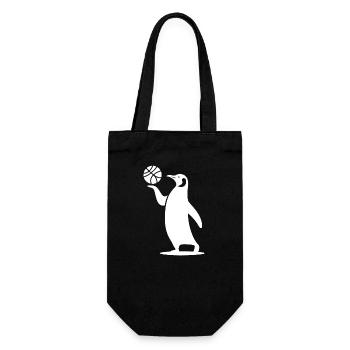Pinguin Basketball Silhouette Minimalistisch Sport - Geschenkbeutel für Flaschen - Schwarz - Vorne