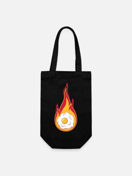 feu chaud flammes brûler torche oeuf au plat cuire - Sac à bouteille - noir