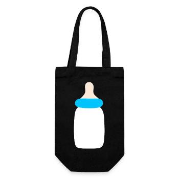 Baby 2025 Geburt Familie Geschenk Geschenkidee - Geschenkbeutel für Flaschen - Schwarz - Vorne