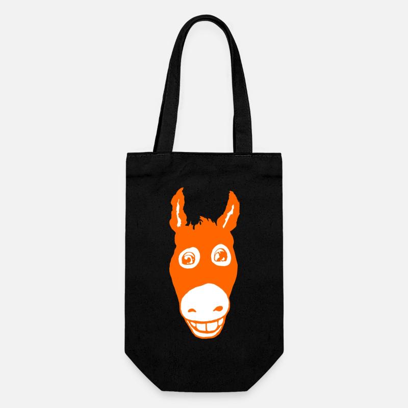 Lächelnder Esel orange - Geschenkbeutel für Flaschen - Schwarz