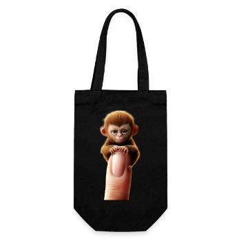 Finger monkey on the finger - Gift Bag for Bottles - black - Front