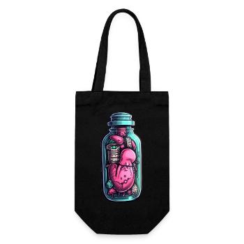 Herz Mystischer Inhalt Flasche Zeichnung - Geschenkbeutel für Flaschen - Schwarz - Vorne