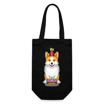 Gâteau d’anniversaire Corgi - Sac à bouteille - noir - Devant
