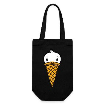 Vogel Eis Waffel Waffeleis Kugeln Eiscreme Eistüte - Geschenkbeutel für Flaschen - Schwarz - Vorne