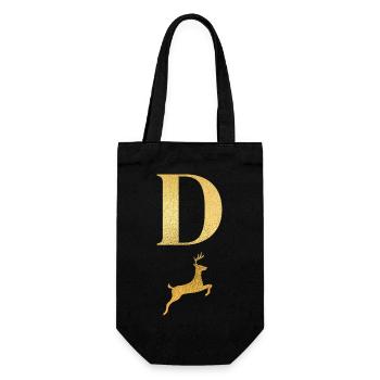 Goldener Hirsch Brief - Geschenkidee - Geschenkbeutel für Flaschen - Schwarz - Vorne